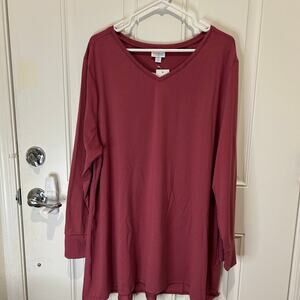 Lularoe - Elizabeth 2xl Long Sleeve Shirt - Cuffed Sleeves - V Neck Top